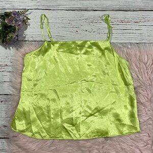Aritzia Lime Green Satin Tank Top